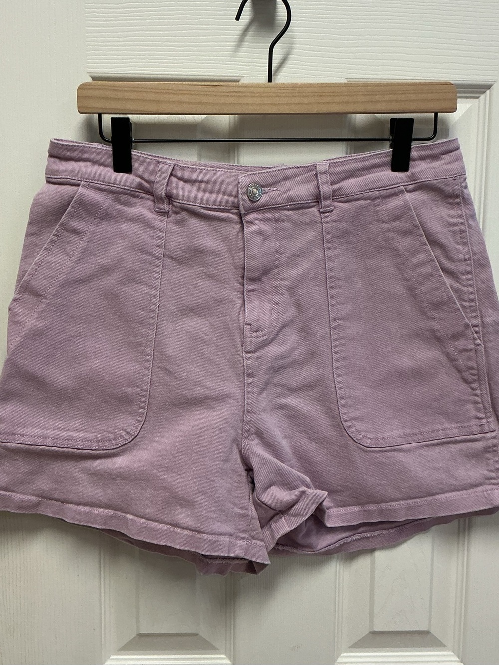 Entro SZ L Women’s Boho Lavender High Waisted Denim Shorts Beachy Coastal